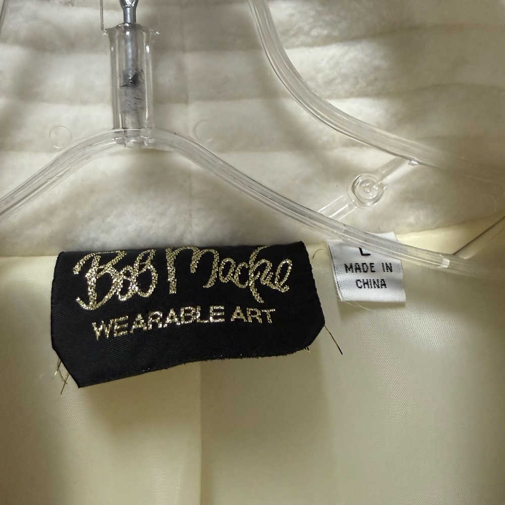 Bob Mackie Wearable Art Embroidered Jacket Floral Ivory L Button Front - Picture 3 of 5